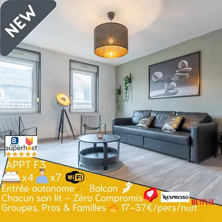 1 & 5 Appts - 1 A 4 Lits - 1 A 7 Pers - Max 31 Pers - 1 Immeuble - Confort, Flexibilite ------ - 1 & 5 Apts - 1 To 4 Beds - 1 To 7 Guests - Up To 31 - Same Building -- Cattenom *