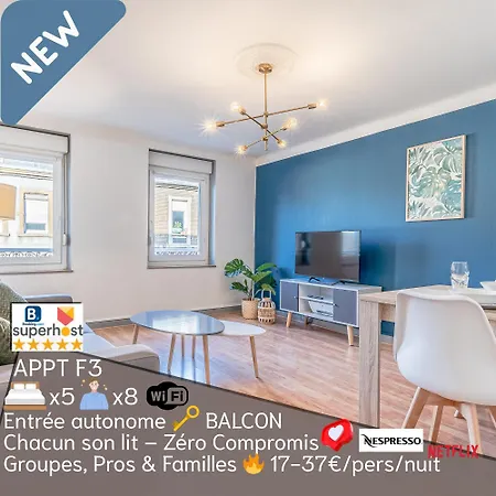 Apartment New Cattenom - For Teams & Families - 2 To 7 Beds, 3-min Parking Hayange