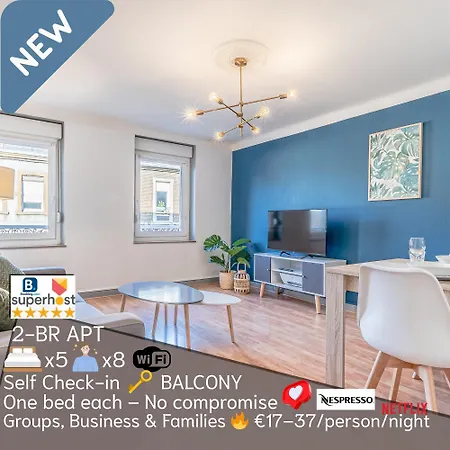 New Cattenom - For Teams & Families - 2 To 5 Beds, 3-min Parking *